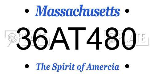 36AT480 Massachusetts License Plate