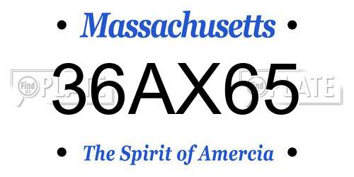 36AX65 Massachusetts License Plate