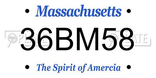 36BM58 Massachusetts License Plate