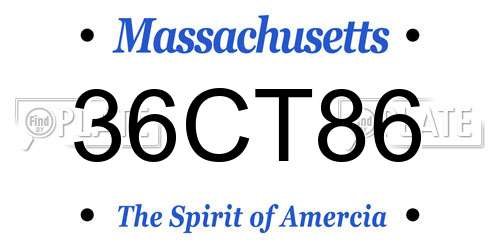 36CT86 Massachusetts License Plate