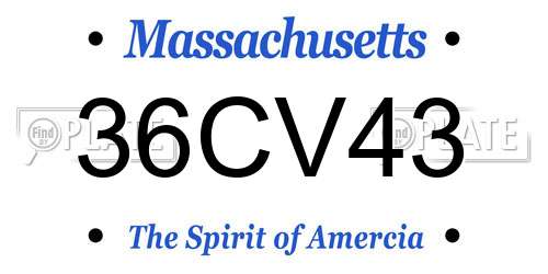 36CV43 Massachusetts License Plate
