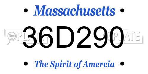 36D290 Massachusetts License Plate
