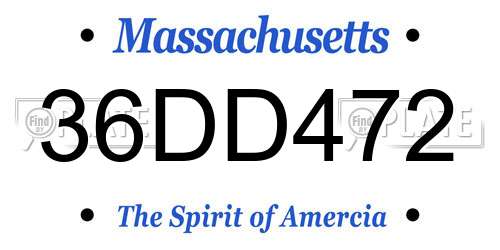 36DD472 Massachusetts License Plate