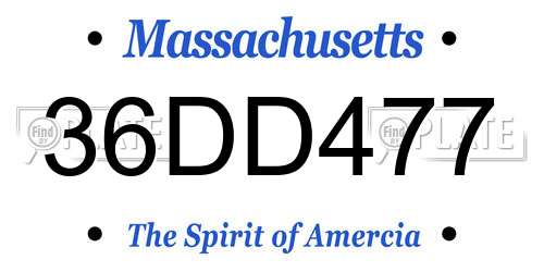 36DD477 Massachusetts License Plate