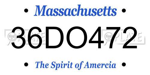 36DO472 Massachusetts License Plate