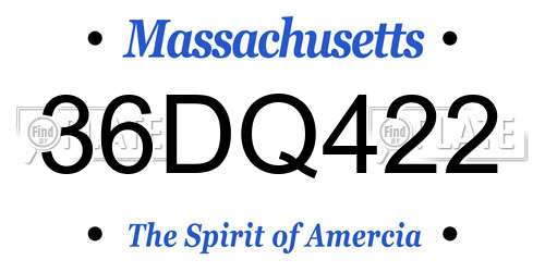 36DQ422 Massachusetts License Plate