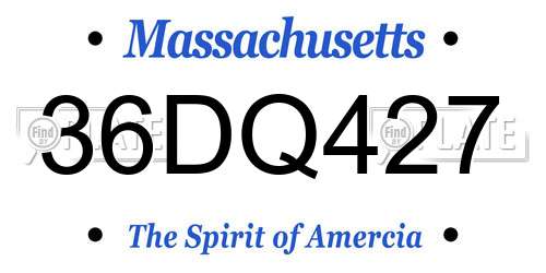 36DQ427 Massachusetts License Plate