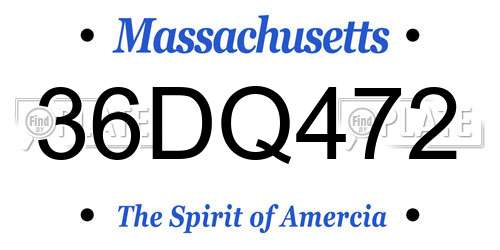 36DQ472 Massachusetts License Plate