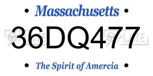 36DQ477 Massachusetts License Plate