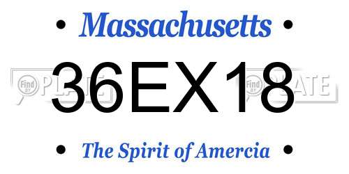 36EX18 Massachusetts License Plate