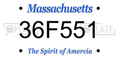 36F551 Massachusetts License Plate