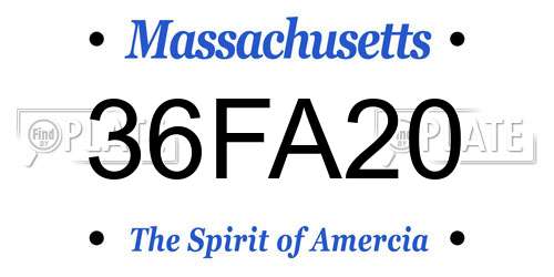 36FA20 Massachusetts License Plate