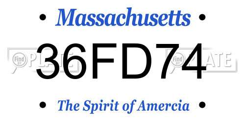 36FD74 Massachusetts License Plate