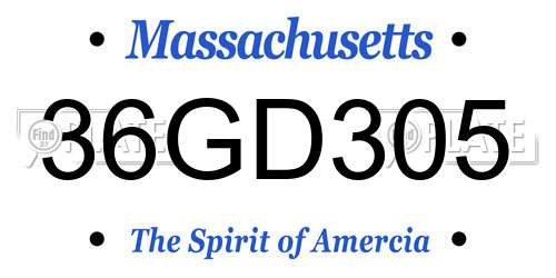 36GD305 Massachusetts License Plate