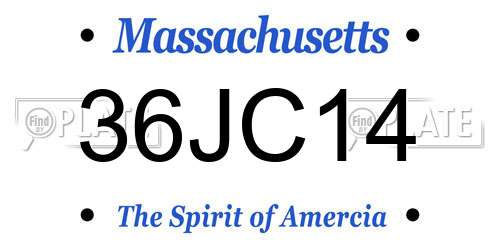 36JC14 Massachusetts License Plate