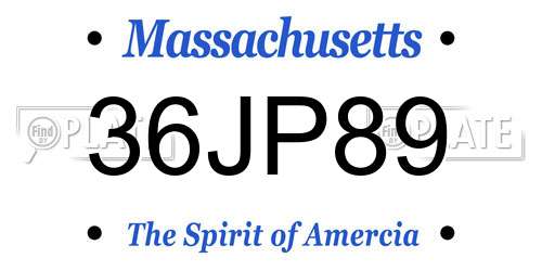 36JP89 Massachusetts License Plate