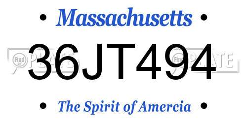 36JT494 Massachusetts License Plate