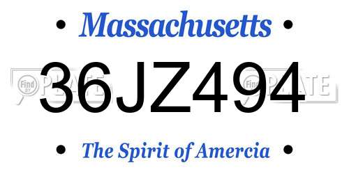 36JZ494 Massachusetts License Plate
