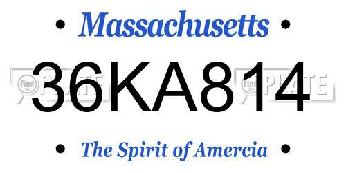 36KA814 Massachusetts License Plate