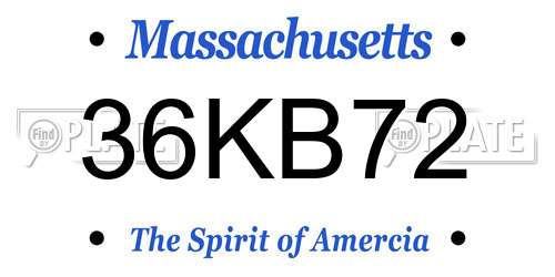 36KB72 Massachusetts License Plate