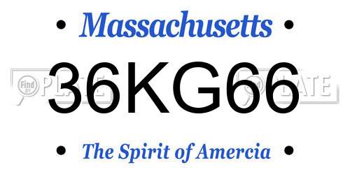 36KG66 Massachusetts License Plate