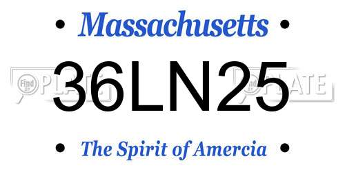 36LN25 Massachusetts License Plate