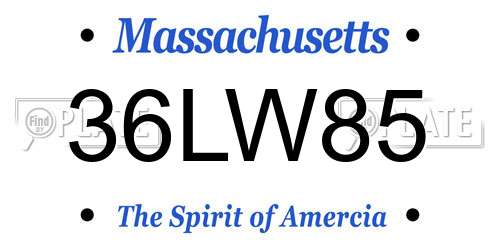 36LW85 Massachusetts License Plate