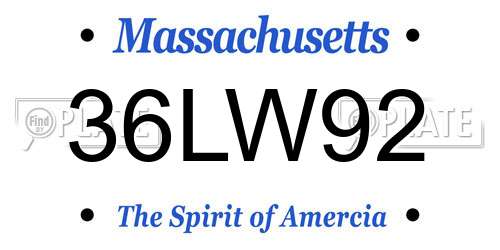 36LW92 Massachusetts License Plate