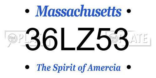 36LZ53 Massachusetts License Plate