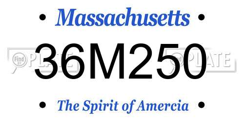 36M250 Massachusetts License Plate