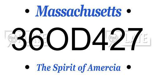 36OD427 Massachusetts License Plate