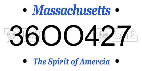 36OO427 Massachusetts License Plate