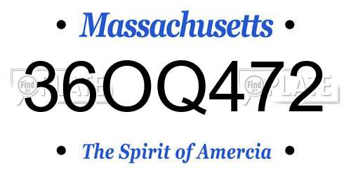36OQ472 Massachusetts License Plate