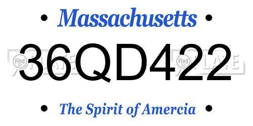 36QD422 Massachusetts License Plate