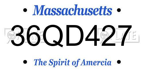 36QD427 Massachusetts License Plate