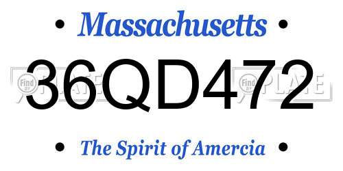 36QD472 Massachusetts License Plate