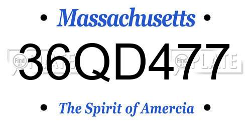 36QD477 Massachusetts License Plate