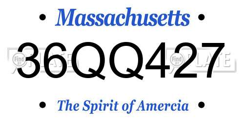 36QQ427 Massachusetts License Plate