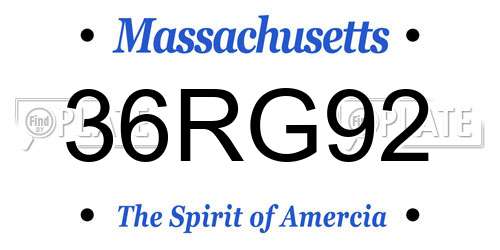 36RG92 Massachusetts License Plate