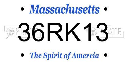 36RK13 Massachusetts License Plate
