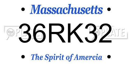 36RK32 Massachusetts License Plate