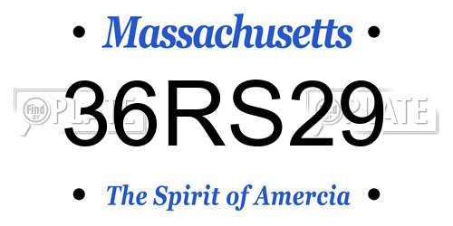 36RS29 Massachusetts License Plate