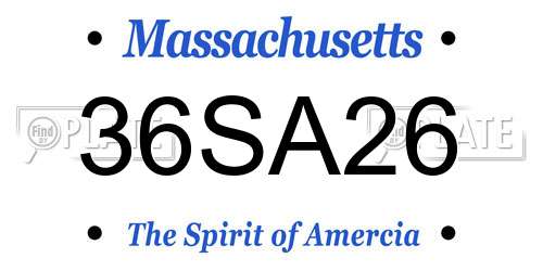 36SA26 Massachusetts License Plate