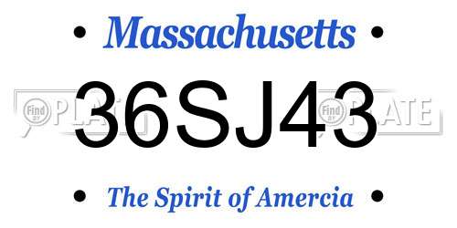36SJ43 Massachusetts License Plate