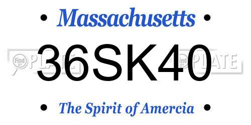 36SK40 Massachusetts License Plate