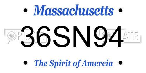 36SN94 Massachusetts License Plate