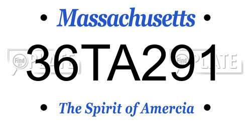 36TA291 Massachusetts License Plate