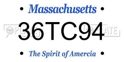 36TC94 Massachusetts License Plate