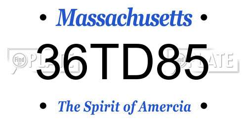 36TD85 Massachusetts License Plate