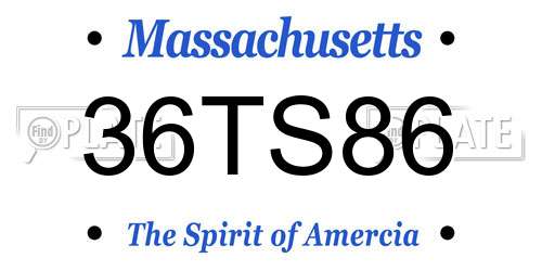 36TS86 Massachusetts License Plate